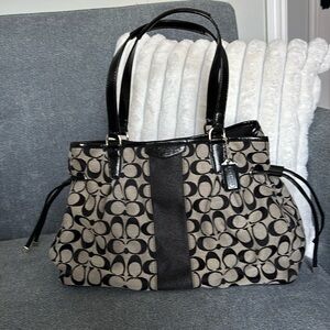 Coach Signature Stripe Drawstring Satchel Purse, F28501